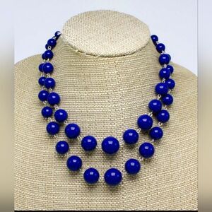 DOUBLE STRSND GRADUATED BLUE BEADS NECKLACE CRAFT AND BARROW 18" NWT